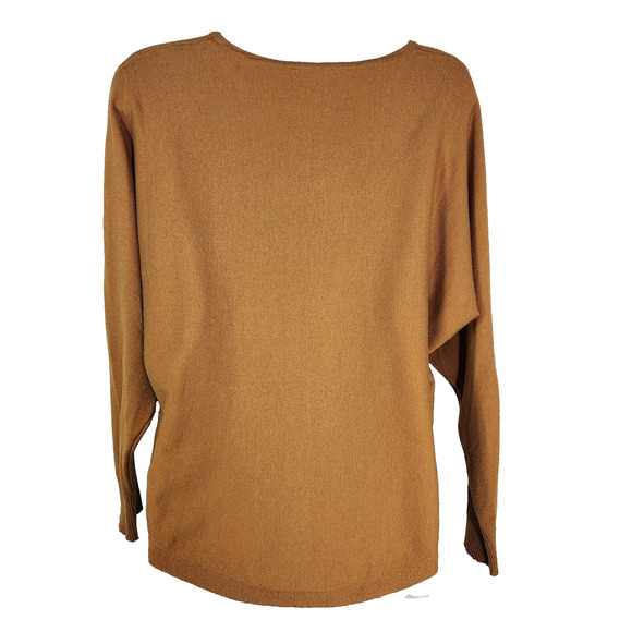 Milano Sweater Womens Medium Pullover Embroidered Floral Dolman Sleeve Mustard - Picture 2 of 9